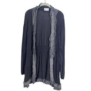 Jamie Gries Sweater Women M Black Cardigan Boho Artsy Western Classic Neutral